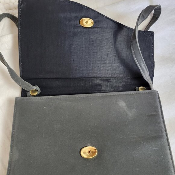 Vtg Faux Suede Crossbody shoulder bag detachable handle alligator print purse - Picture 4 of 9